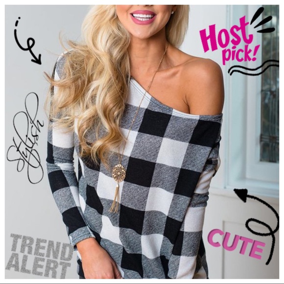 Tops - RESTOCKED! Black &White Buffalo Check Plaid Shirt